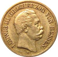 Niemcy, Hesja-Darmstadt, Ludwig III, 10 marek 1876 H, Darmstadt, RZADKIE