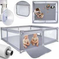 KOJEC DLA DZIECKA SKŁADANY 180X200CM SUCHY BASEN PLAC ZABAW DZIECIĘCY SZARY