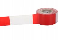 Taśma wygrodzeniowa ostrzegawcza biało-czerwona 10cm gruba 120mic 100mb