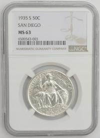 22.vv.USA, 1/2 DOLARA 1935 S SAN DIEGO .. NGC MS63