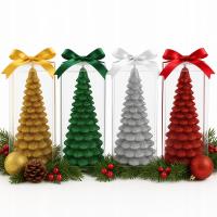 4x ŚWIECA DEKORACYJNA świeczka CHOINKA zielona brokat OZDOBA ŚWIĄTECZNA