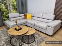 Narożnik L Rogówka do salonu funkcja spania welur regulowane zagłówki ASTON