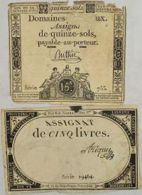 11.aj.Zest.Francja, Banknoty szt.2, St.3+, 4+