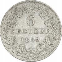 16.WIRTEMBERGIA, WILHELM I, 6 KRUCIERZY 1848