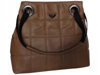 Brązowa Torebka Shopper Pikowana Duża A4 na Ramię, Styl Miejski