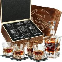ZESTAW KARAFKA SZKLANKI DO WHISKY PREZENT NA URODZINY TWOJE LOGO NAPIS IMIĘ