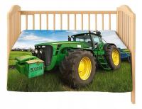 Kocyk pled traktor zielony polarowy 100x140 do przedszkola lekki ciepły
