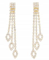 KLIPSY DŁUGIE ZŁOTE ELEGANCKIE SZKLANE CYRKONIE LISTKI