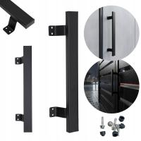 ANTABA DO DRZWI 400 MM POCHWYT DRZWIOWY UCHWYT PROSTOKĄTNY 4X2 CM CZARNY