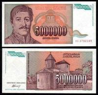 JUGOSŁAWIA, 5000000 DINARA 1993 Pick 132
