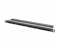 Patch Panel 24 Port 0.5U Kat.6 czarny