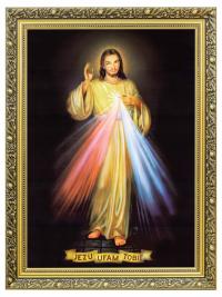Jezu Ufam Tobie Miłosierdzie Boże Złota Rama 60x80