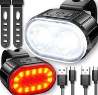 2X ВЕЛОСИПЕДНЫЙ СВЕТИЛЬНИК DUO, ПЕРЕДНИЙ ЗАДНИЙ СВЕТОДИОДНЫЙ СВЕТИЛЬНИК НА РУЛЬ, МОЩНЫЙ USB