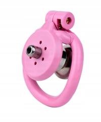 Розовый плоский пояс верности целомудрие плоская клетка 4 кольца inverted plug