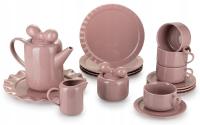 Serwis kawowy zestaw Sofia Pink duży 12 el dla 4 os cukiernica talerzyki