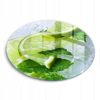 Универсальная кухонная круглая разделочная доска лайм мята и лед 30 см