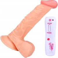 Wibrator Realistyczny Penis Członek Z Przyssawką I Pilotem Wibracje 21 Cm