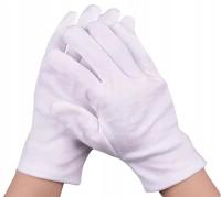 BAWEŁNIANE RĘKAWICZKI KOSMETYCZNE BIAŁE OCHORNA DŁONI UNIWERSALNE