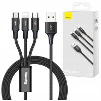 Kabel Baseus USB - USB typ C / microUSB / Lightning 1,2 m czarny