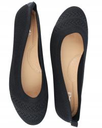 WYGODNE CZARNE BALERINY ELASTYCZNY MATERIAŁ BUTY KOMFORTOWE