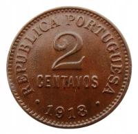 PORTUGALIA 2 CENTAVOS 1918 RZADSZA