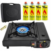 KUCHENKA GAZOWA TURYSTYCZNA PRZENOŚNA 2w1 + 4x GAZ ALPEN CAMPING 400ml 227g