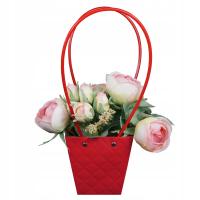 Pikowana czerwona torebka na kwiaty kwiatowa 34 cm Walentynki Dzień Kobiet
