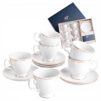 Filiżanki 220 ml spodki Zestaw kawowy 6 osób MariaPaula Klasyka Złota Linia
