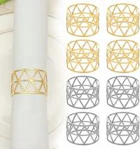 Zestaw 8 pierścieni na serwetki 4 Srebrne i 4 Złote Dekoracja Stołu