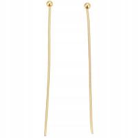 Szpilki z kulką złote ze stali nierdzewnej 40mm 20szt