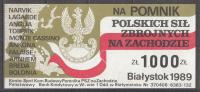 1989 Cegiełka na pomnik Polskich Sił Zbrojnych za zachodzie