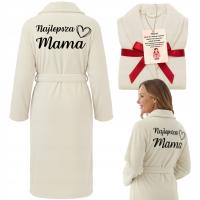 SZLAFROK DAMSKI Z HAFTEM DLA NA DZIEŃ MAMY PREZENT NA ŚWIĘTA URODZINY S/M