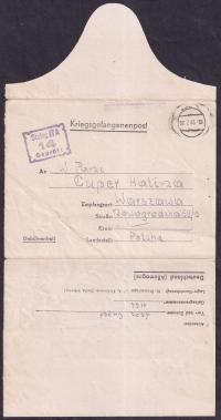 Stalag IVA Hohenstein listownik wysłany z obozu do Warszawy 1943 (75)
