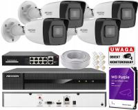 Zestaw Monitoringu 8Mpx 4K Zewnętrzny 4 Kamery IP PoE Hikvision