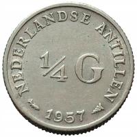 46213. Antyle Holenderskie - 1/4 guldena - 1957r. - Ag