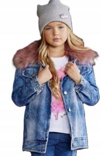 MAŁAMI MAŁA MI CIEPŁA KURTKA JEANS KATANA ODPINANE FUTERKO HIT 98 - 104