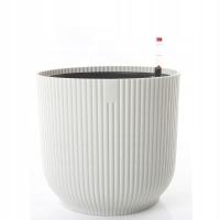 prążkowana biała donica do hydroponiki 22/19 VIBES 25cm biała osłonka hydro