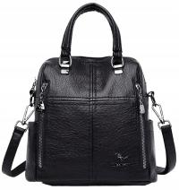 Женская сумка черная кожаная элегантная большая сумка через плечо рюкзак