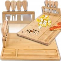 СЕРВИРОВОЧНАЯ ДОСКА ДЛЯ СЕРВИРОВКИ СЫРНЫХ ЗАКУСОК С БАМБУКОВЫМИ НОЖАМИ