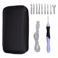 9Pcs LED Light up Crochet Hooks Set DIY Weaving Rechargeable with Black