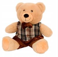 Miś Teddy pluszowy zabawka świąteczna prezent siedzący kratka