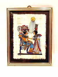 13,8x17,8cm MADE IN EGIPT CERTYFIKAT OBRAZ PAPIRUS W OSZKLONEJ RAMCE /8719