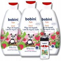 BOBINI Płyn do Kąpieli Żel do Mycia 2w1 Maxi Piana Malina 3x500 + Gratis