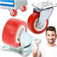 KÓŁKO MEBLOWE OBROTOWE 360° DO MEBLI SKRĘTNE Z PŁYTKĄ 38 mm MAŁE CZERWONE