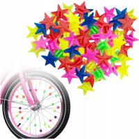 KOLOROWE KORALIKI NA SZPRYCHY ROWEROWE AKCESORIA DEKORACYJNE GWIAZDKI 36SZT