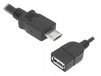 Kabel USB gniazdo A- wtyk mikroUSB B OTG 15cm