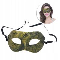 ZŁOTA PLASTIKOWA MĘSKA MASKA NA BAL KARNAWAŁOWY RETRO
