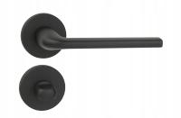 klamka do drzwi komplet WC rozety szyld Roana okrągła czarna łatwy montaż