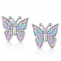 Серебряные красочные бабочки серьги для детей девочек шпильки шпильки