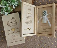 Деревянная коробка для денег крещение святой подарок сувенир с именем